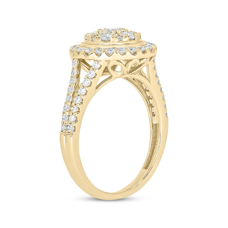 Main Image 2 of Round-Cut Diamond Double-Frame Engagement Ring 1 ct tw 14K Yellow Gold