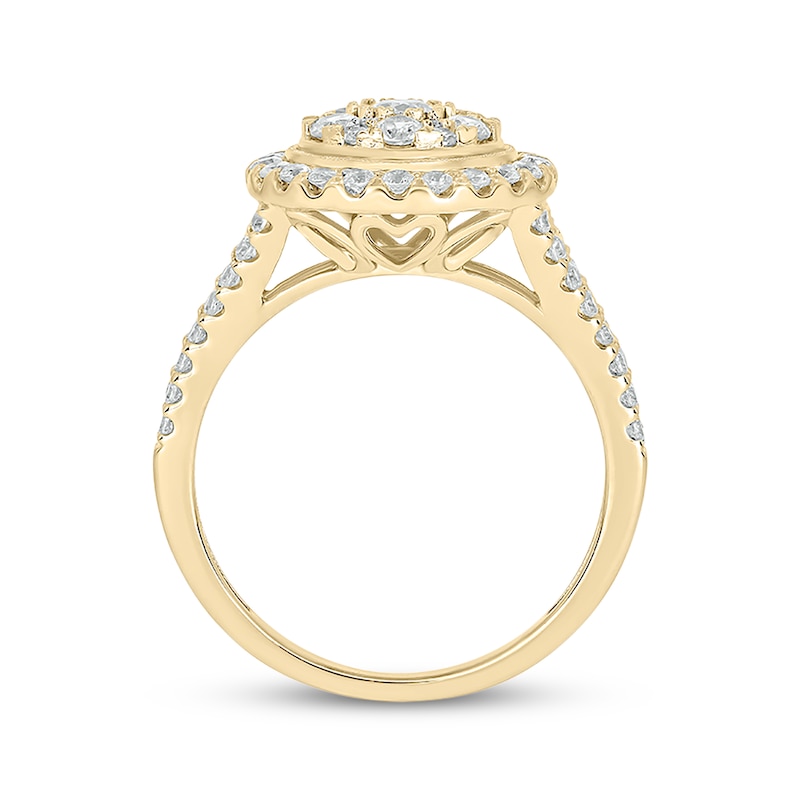 Main Image 3 of Round-Cut Diamond Double-Frame Engagement Ring 1 ct tw 14K Yellow Gold