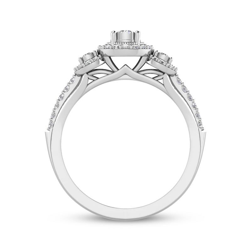 Main Image 3 of Memories Moments Magic Round-Cut Diamond Three-Stone Engagement Ring 1/3 ct tw 10K White Gold