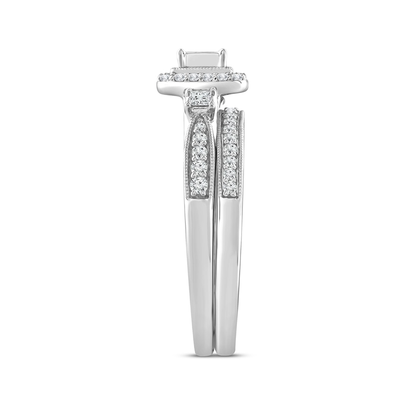 Main Image 2 of Now + Forever Princess & Round-Cut Diamond Bridal Set 1/2 ct tw 10K White Gold