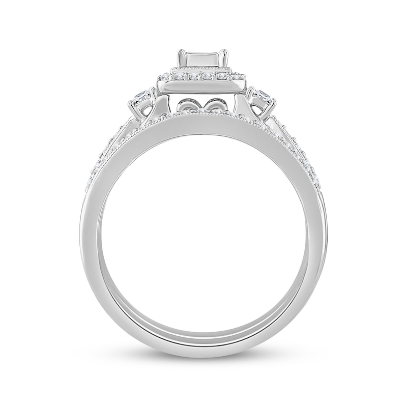 Main Image 3 of Now + Forever Princess & Round-Cut Diamond Bridal Set 1/2 ct tw 10K White Gold