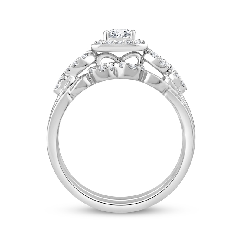 Main Image 3 of Princess & Round-Cut Diamond Bridal Set 5/8 ct tw 10K White Gold