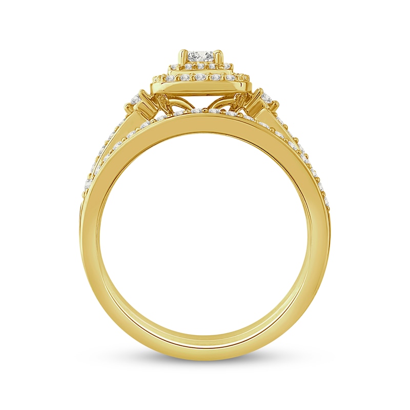 Main Image 3 of Princess & Round-Cut Diamond Bridal Set 5/8 ct tw 10K Yellow Gold