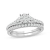 Thumbnail Image 1 of Baguette & Round-Cut Multi-Diamond Center Bridal Set 1/2 ct tw 10K White Gold