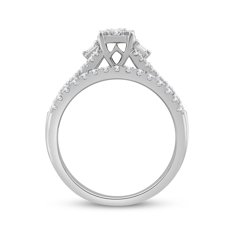 Main Image 3 of Baguette & Round-Cut Multi-Diamond Center Bridal Set 1/2 ct tw 10K White Gold