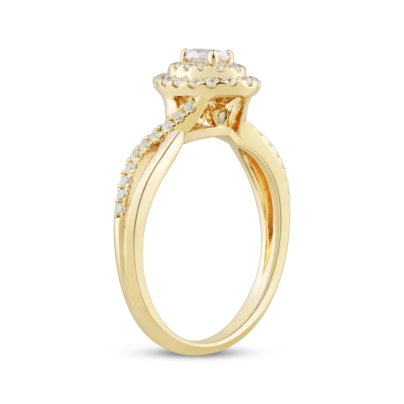 Main Image 2 of Oval & Round-Cut Diamond Engagement Ring 1/2 ct tw 14K Yellow Gold