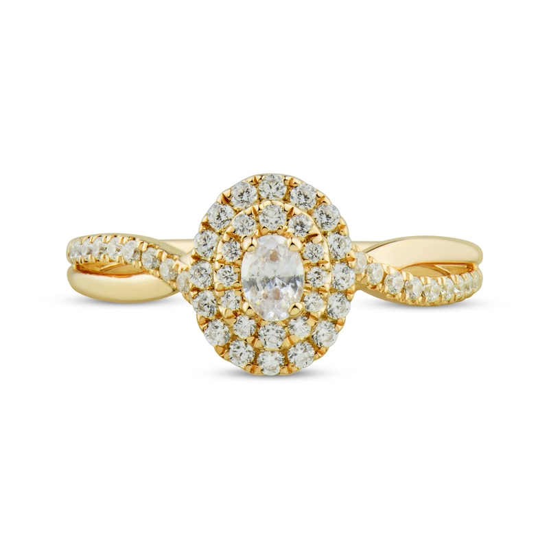 Main Image 3 of Now + Forever Oval & Round-Cut Diamond Engagement Ring 1/2 ct tw 14K Yellow Gold