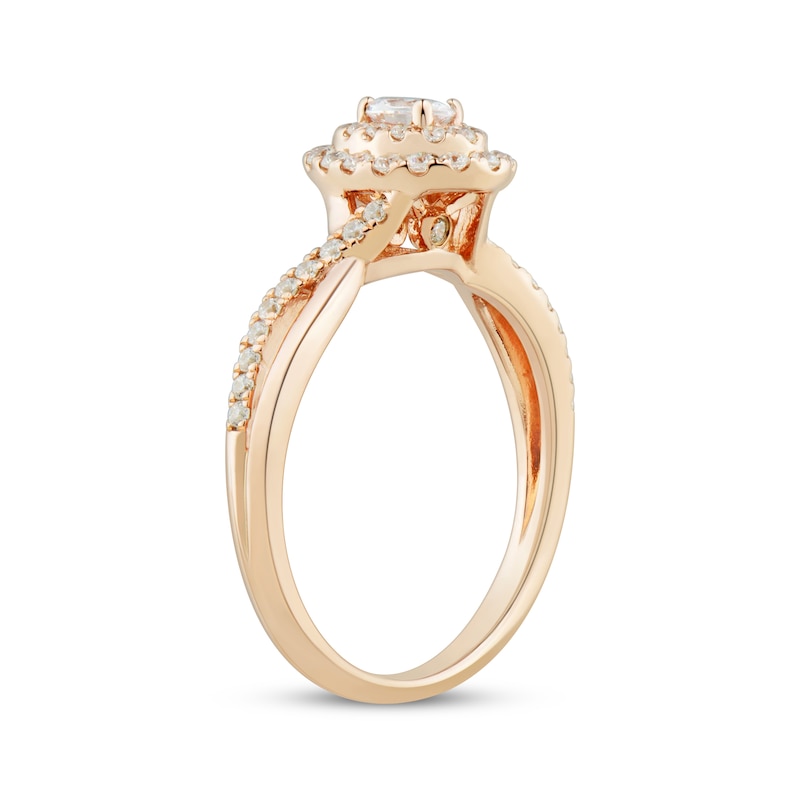 Main Image 2 of Oval & Round-Cut Diamond Engagement Ring 1/2 ct tw 14K Rose Gold