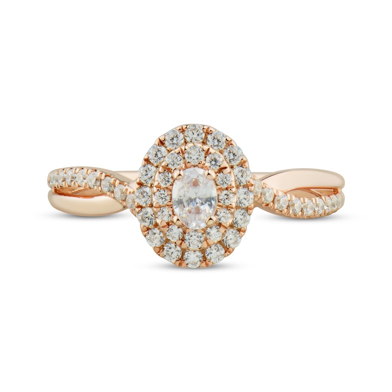 Main Image 3 of Oval & Round-Cut Diamond Engagement Ring 1/2 ct tw 14K Rose Gold