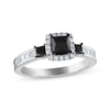 Thumbnail Image 0 of Princess-Cut Black Diamond & White Diamond Engagement Ring 1-1/4 ct tw 14K White Gold