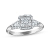 Thumbnail Image 0 of Round & Baguette-Cut Diamond Cushion Frame Engagement Ring 1/2 ct tw 10K White Gold