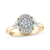 Thumbnail Image 1 of Multi-Diamond Center Oval Double Frame Engagement Ring 1/2 ct tw 10K Two-Tone Gold