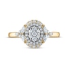 Thumbnail Image 3 of Multi-Diamond Center Oval Double Frame Engagement Ring 1/2 ct tw 10K Two-Tone Gold