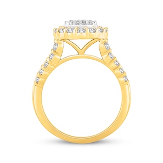 Round-Cut Multi-Diamond Center Oval Frame Engagement Ring 2 ct tw 10K ...