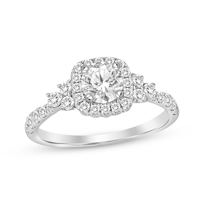 Main Image 1 of Now + Forever Round-Cut Diamond Cushion Frame Engagement Ring 1-1/8 ct tw 14K White Gold