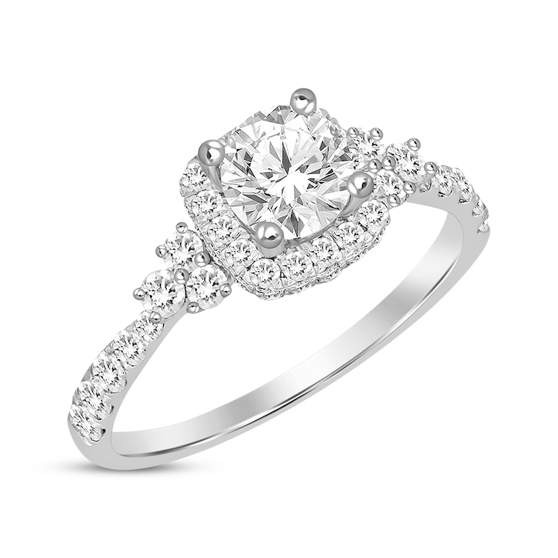 Main Image 2 of Now + Forever Round-Cut Diamond Cushion Frame Engagement Ring 1-1/8 ct tw 14K White Gold