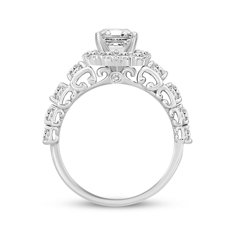 Main Image 3 of Princess-Cut Cushion Frame Engagement Ring 1-7/8 ct tw 14K White Gold