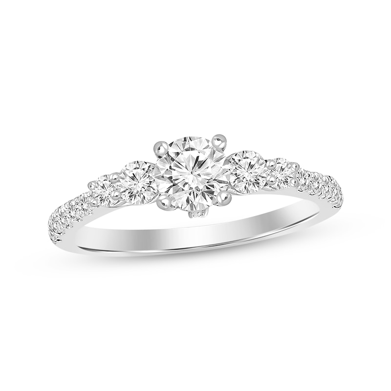 Main Image 1 of Round-Cut Diamond Five-Stone Engagement Ring 7/8 ct tw 14K White Gold