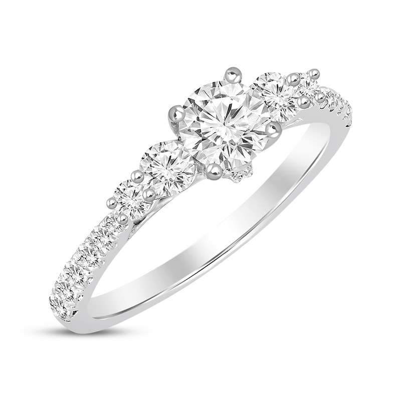 Main Image 2 of Round-Cut Diamond Five-Stone Engagement Ring 7/8 ct tw 14K White Gold