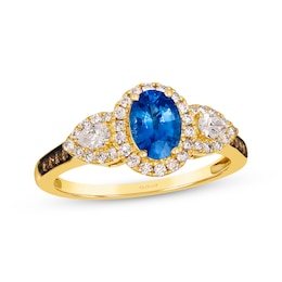 Le Vian Sapphire Ring 1/2 ct tw Diamonds 14K Honey Gold