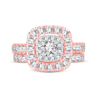 Round-Cut Diamond Cushion Frame Bridal Set 2 ct tw 14K Rose Gold | Kay