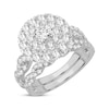 Thumbnail Image 2 of Round-Cut Diamond Double Halo Twist Bridal Set 2 ct tw 14K White Gold