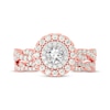 Thumbnail Image 3 of Now + Forever Round-Cut Diamond Double Halo Twist Bridal Set 1 ct tw 14K Rose Gold