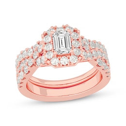 Now + Forever Emerald-Cut Diamond Crossover Shank Bridal Set 2 ct tw 14K Rose Gold