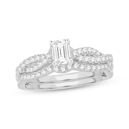 Lab-Grown Diamonds by KAY Emerald-Cut Twist Bridal Set 1 ct tw 14K White Gold