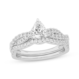 Now + Forever Lab-Grown Diamonds Pear-Shaped Twist Bridal Set 1 ct tw 14K White Gold