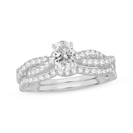 Lab-Grown Diamonds by KAY Oval-Cut Twist Bridal Set 1 ct tw 14K White Gold