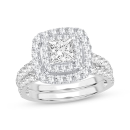 Lab-Created Diamonds by KAY Princess-Cut Double Frame Bridal Set 2 ct tw 14K White Gold