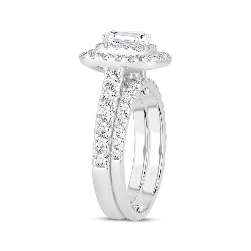 Main Image 2 of Lab-Grown Diamonds by KAY Princess-Cut Double Frame Bridal Set 2 ct tw 14K White Gold