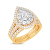 Thumbnail Image 2 of Lab-Grown Diamonds by KAY Pear-Shaped Double Frame Bridal Set 2 ct tw 14K Yellow Gold