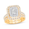 Thumbnail Image 1 of Lab-Grown Diamonds by KAY Emerald-Cut Double Frame Bridal Set 2 ct tw 14K Yellow Gold