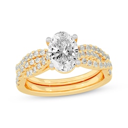 Lab-Grown Diamonds by KAY Oval-Cut Twist Shank Bridal Set 2 ct tw 14K Yellow Gold