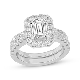 Now + Forever Lab-Grown Diamonds Emerald-Cut Bridal Set 3 ct tw 14K White Gold