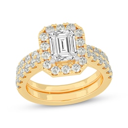 Lab-Grown Diamonds by KAY Emerald-Cut Bridal Set 3 ct tw 14K Yellow Gold