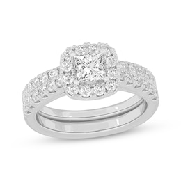 Now + Forever Lab-Grown Diamonds Princess-Cut Bridal Set 1-1/2 ct tw 14K White Gold