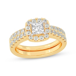 Now + Forever Lab-Grown Diamonds Princess-Cut Bridal Set 1-1/2 ct tw 14K Yellow Gold