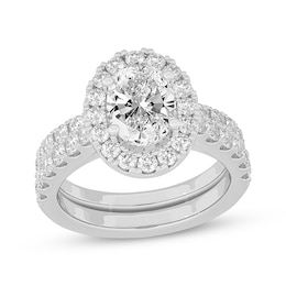 Now + Forever Lab-Grown Diamonds Oval-Cut Halo Bridal Set 3 ct tw 14K White Gold