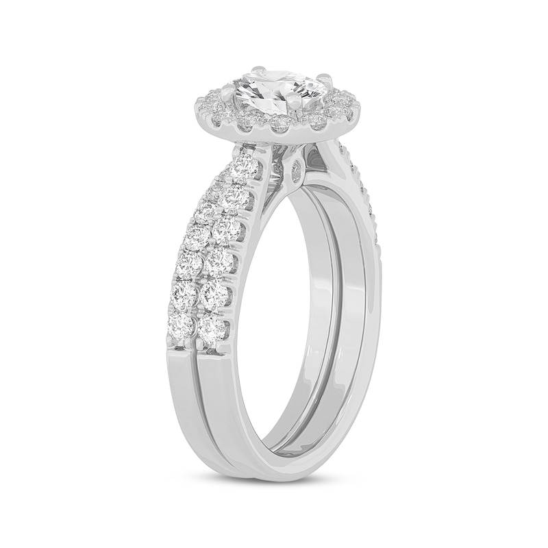 Lab-Grown Diamonds by KAY Oval-Cut Halo Bridal Set 1-1/2 ct tw 14K White Gold