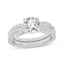 Lab-Grown Diamonds by KAY Round-Cut Twist Bridal Set 2 ct tw 14K White Gold