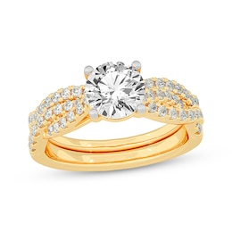 Lab-Grown Diamonds by KAY Round-Cut Twist Bridal Set 2 ct tw 14K Yellow Gold