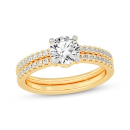 Lab-Grown Diamonds by KAY Round-Cut Bridal Set 1-3/8 ct tw 14K Yellow Gold