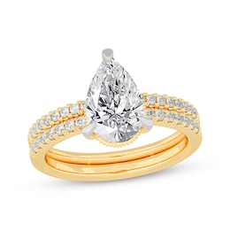 Lab-Grown Diamonds by KAY Pear-Shaped Bridal Set 2-3/8 ct tw 14K Yellow Gold