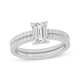 Lab-Grown Diamonds by KAY Emerald-Cut Bridal Set 1-3/8 ct tw 14K White Gold