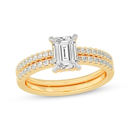 Lab-Grown Diamonds by KAY Emerald-Cut Bridal Set 1-3/8 ct tw 14K Yellow Gold