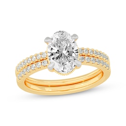 Lab-Grown Diamonds by KAY Oval-Cut Bridal Set 2-3/8 ct tw 14K Yellow Gold