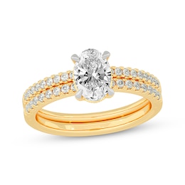 Lab-Grown Diamonds by KAY Oval-Cut Bridal Set 1-3/8 ct tw 14K Yellow Gold